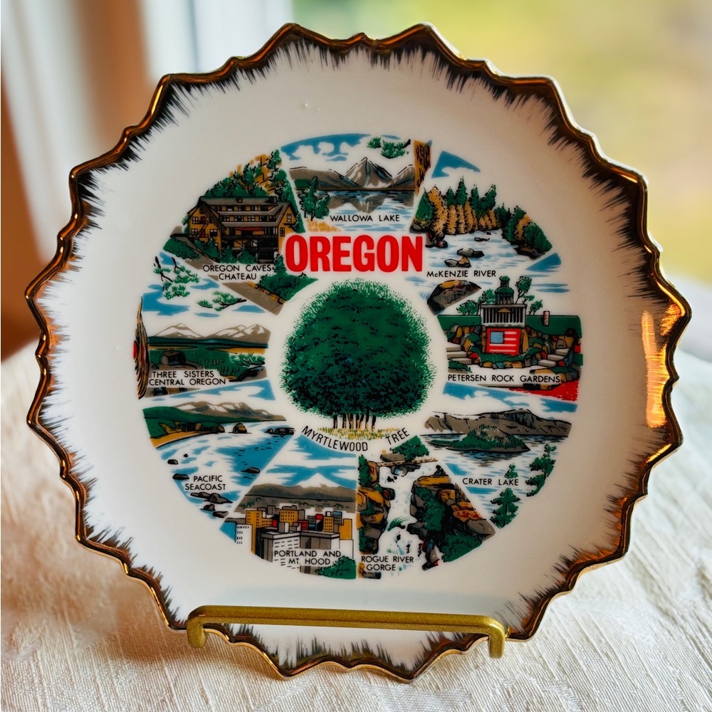 Oregon Souvenir Plate Smith Western 1970s Vintage Japan